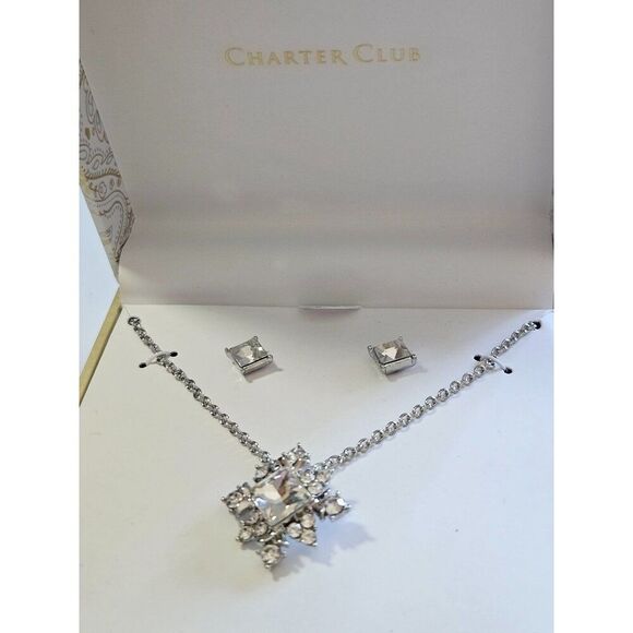Charter Club silver tone necklace and earring set - Picture 2 of 10